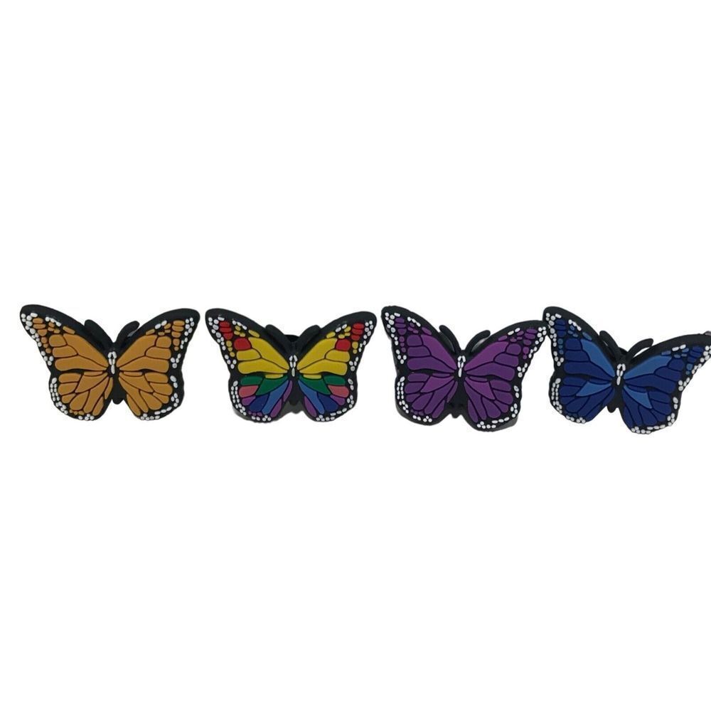 Butterfly set of 4 Shoe Charms sandal Jewlry Foam clog pvc wristband bracelet‎
